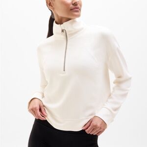 Athleta White Seaside Quarter Zip Pullover